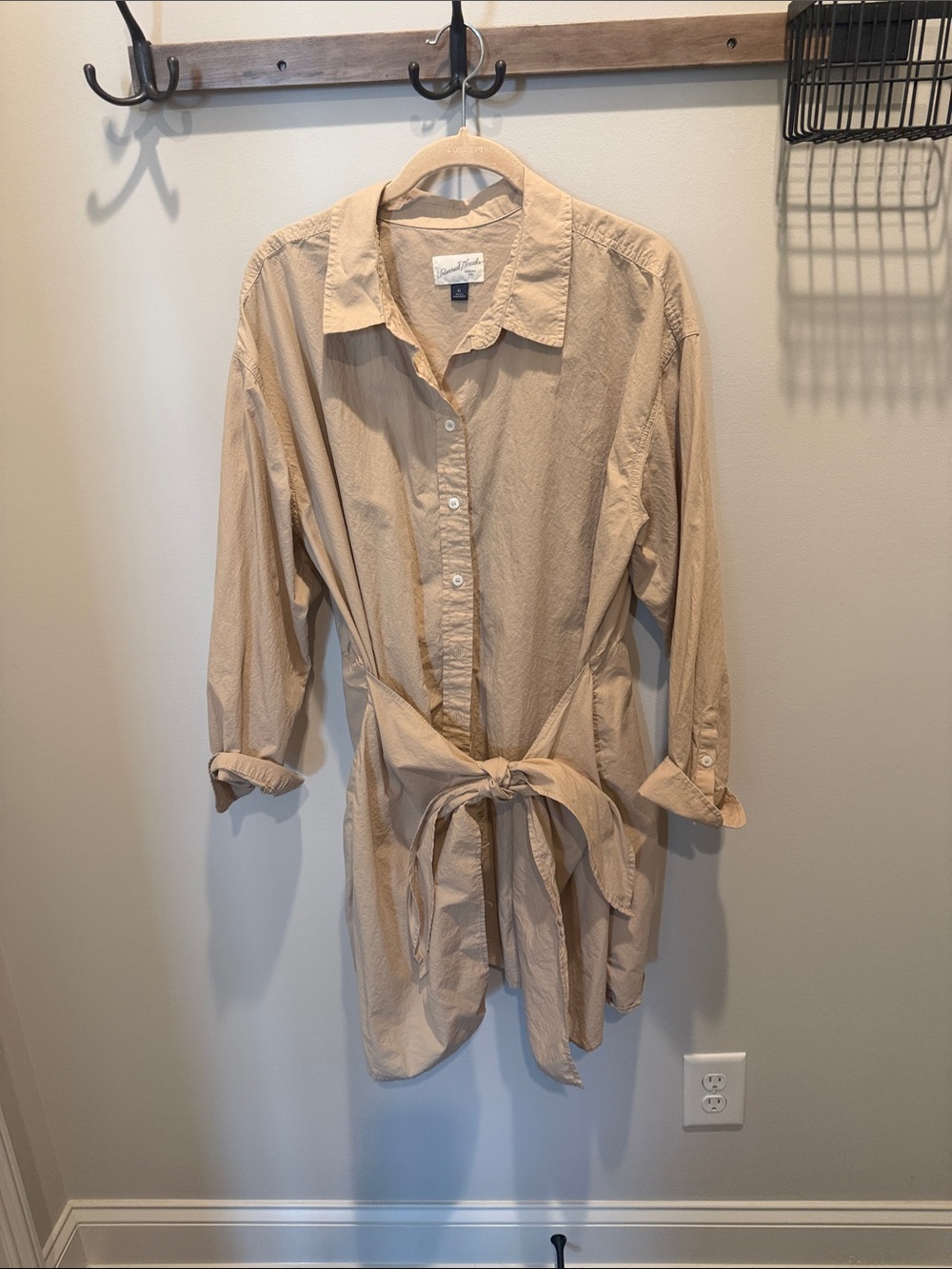 Universal Thread Beige Tie-Waist Button Down Shirt